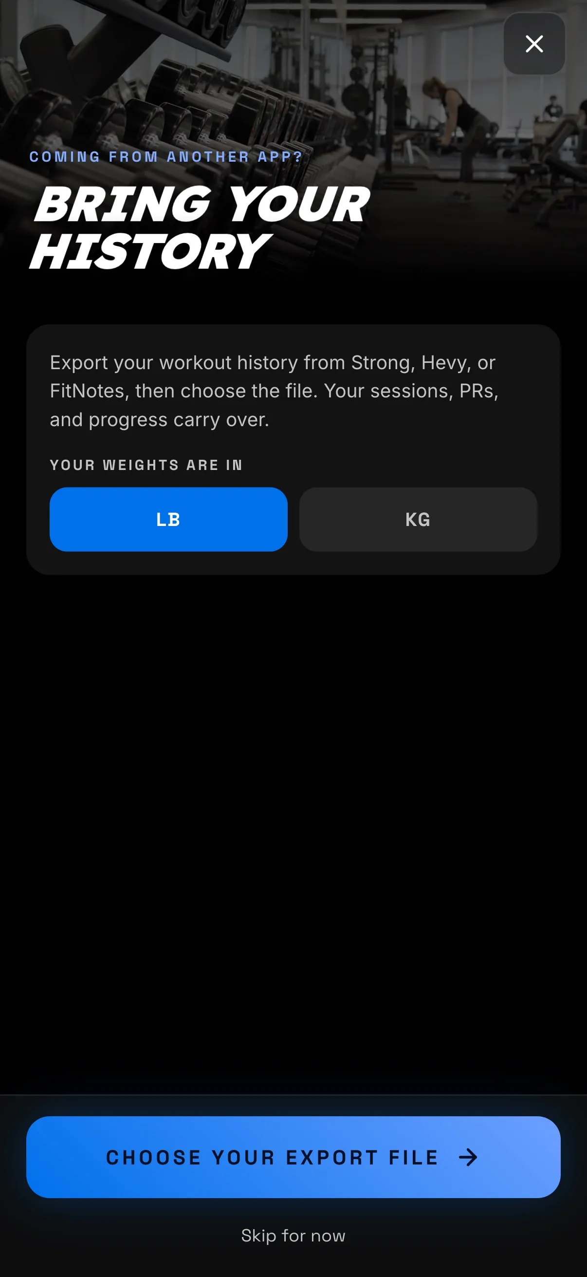 Importing workout history from Strong, Hevy, or FitNotes into Capable.